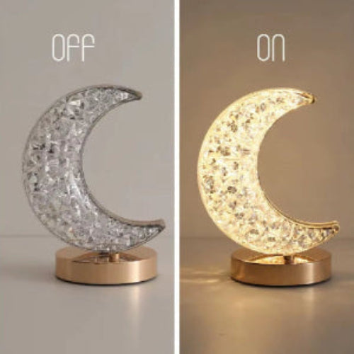 Bedroom Crystal Touch Dimming Night Light Girls Room Home Decor Aesthetics USB Bedside LED Ambient Table 3D Moon Lamp